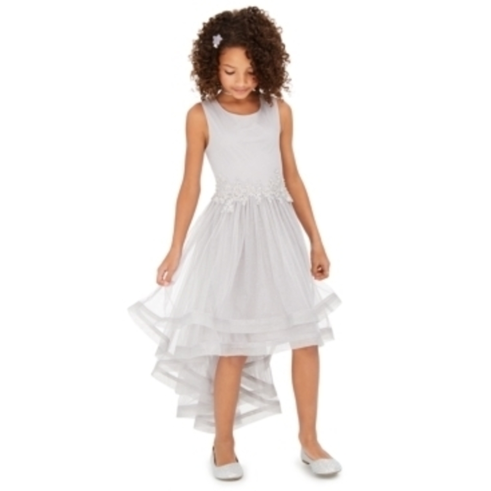 Speechless Big Girls Silver Glitter High-Low Dress